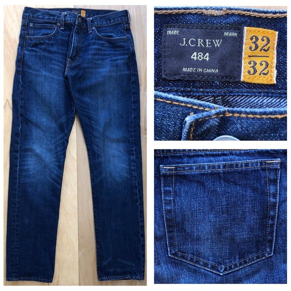 J. Crew Jeans J Crew 484 Selvedge Kaihara Japanese Denim Mens Dark Wash Jeans 32w X 32l